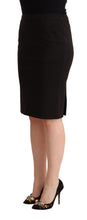 Black Straight Pencil Cut Knee Length Skirt GF Ferre