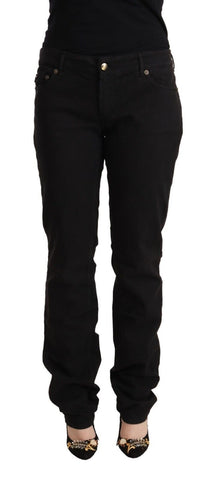 Black Mid Waist Denim Cotton Skinny Jeans Just Cavalli