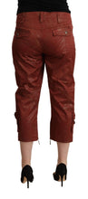 Brown Lurex Mid Waist Cotton Cropped Capri Pants Just Cavalli