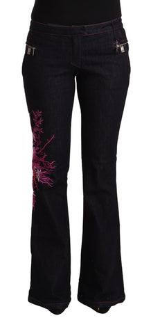 Black Cotton Stretch Mid Waist Cotton Flared Denim Jeans Exte