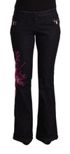 Black Cotton Stretch Mid Waist Cotton Flared Denim Jeans Exte