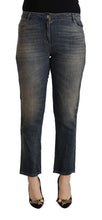 Blue Washed Cotton Cropped Capri Women Denim Jeans Twinset