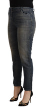 Blue Washed Cotton Cropped Capri Women Denim Jeans Twinset