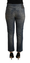 Blue Washed Cotton Cropped Capri Women Denim Jeans Twinset