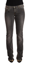 Gray Washed Low Waist Straight Denim Jeans Costume National