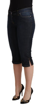 Blue Cotton Stretch Low Waist Slim Capri Denim Jeans GF Ferre