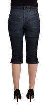Blue Cotton Stretch Low Waist Slim Capri Denim Jeans GF Ferre