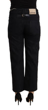 Black Cotton Flared Cropped High Waist Denim Jeans John Galliano