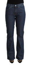 Blue Cotton Mid Waist Flared Denim Jeans GF Ferre