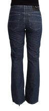Blue Cotton Mid Waist Flared Denim Jeans GF Ferre