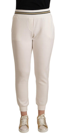 White Polyester Mid Waist Jogger Pants Patrizia Pepe