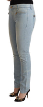 Light Blue Cotton Mid Waist Slim Fit Denim Jeans MILA SCHÖN