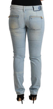 Light Blue Cotton Mid Waist Slim Fit Denim Jeans MILA SCHÖN