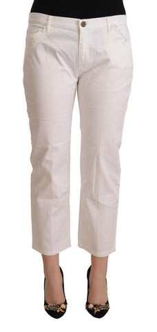 White Cotton Mid Waist Cropped Denim Jeans L'Autre Chose