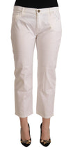 White Cotton Mid Waist Cropped Denim Jeans L'Autre Chose