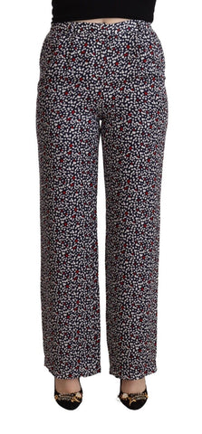 Black High Waist Printed Straight Pants Michael Kors