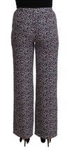 Black High Waist Printed Straight Pants Michael Kors