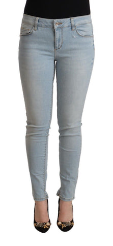 Light Blue Cotton Mid Waist Slim Fit Denim Jeans Liu Jo