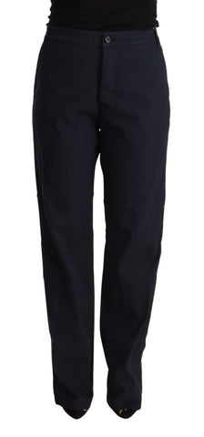 Black High Waist Tapered Cotton Pants Exte