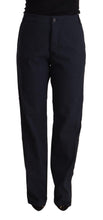 Black High Waist Tapered Cotton Pants Exte