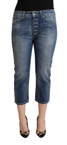 Blue Washed Mid Waist Capri Denim Jeans Dondup