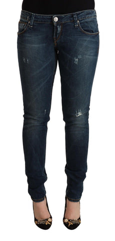 Blue Washed Low Waist Slim Fit Denim Jeans Acht