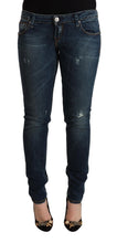 Blue Washed Low Waist Slim Fit Denim Jeans Acht