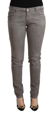 Gray Cotton Low Waist Skinny Push Up Denim Jeans Acht