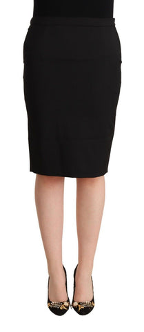 Black Pencil Knee Length Straight Skirt GF Ferre
