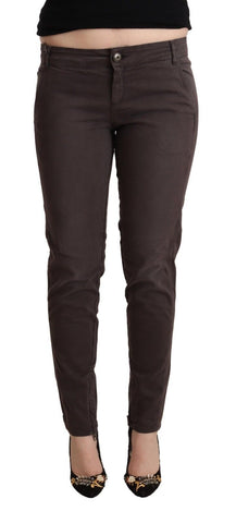Brown Cotton Low Waist Slim Fit Pants Ermanno Scervino