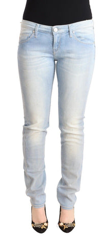 Light Blue Washed Cotton Low Waist Skinny Denim Jeans Acht