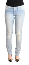 Light Blue Washed Cotton Low Waist Skinny Denim Jeans Acht