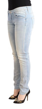 Light Blue Washed Cotton Low Waist Skinny Denim Jeans Acht