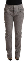 Gray Cotton Straight Fit High Waist Pants Acht