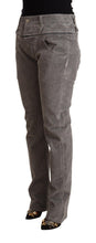 Gray Cotton Straight Fit High Waist Pants Acht