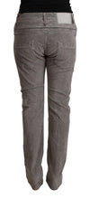 Gray Cotton Straight Fit High Waist Pants Acht