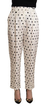 White Polka Dotted High Waist Tapered Pants Ermanno Scervino