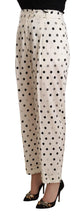 White Polka Dotted High Waist Tapered Pants Ermanno Scervino