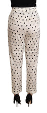 White Polka Dotted High Waist Tapered Pants Ermanno Scervino