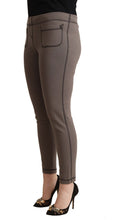 Gray Cotton Mid Waist Stretch Leggings Cropped Pants John Galliano