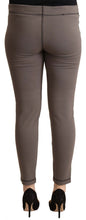 Gray Cotton Mid Waist Stretch Leggings Cropped Pants John Galliano