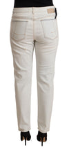 White Cotton Distressed Mid Waist Skinny Denim Jeans PINKO