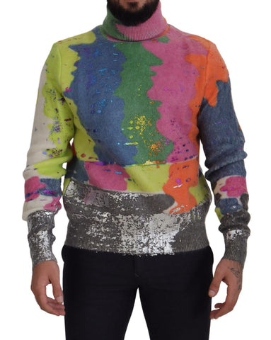 Multicolor Turtleneck Pullover Mohair Sweater Dolce & Gabbana