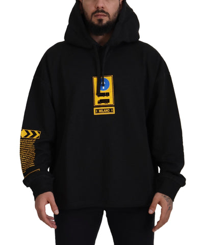 Black Cotton Hooded DG Shield Pullover Sweater Dolce & Gabbana