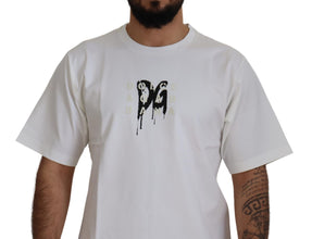 White Logo Print Cotton Crewneck T-shirt Dolce & Gabbana
