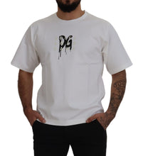 White Logo Print Cotton Crewneck T-shirt Dolce & Gabbana