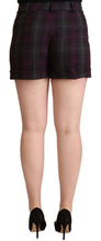 Multicolor Checkered Mid Waist Folded Hem Shorts BENCIVENGA
