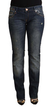 Blue Washed Cotton Low Waist Skinny Denim Jeans Acht