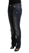 Blue Washed Cotton Low Waist Skinny Denim Jeans Acht
