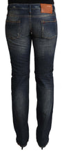 Blue Washed Cotton Low Waist Skinny Denim Jeans Acht
